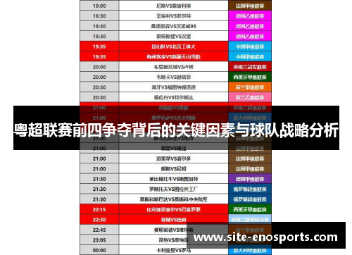 粤超联赛前四争夺背后的关键因素与球队战略分析