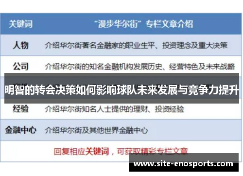 明智的转会决策如何影响球队未来发展与竞争力提升